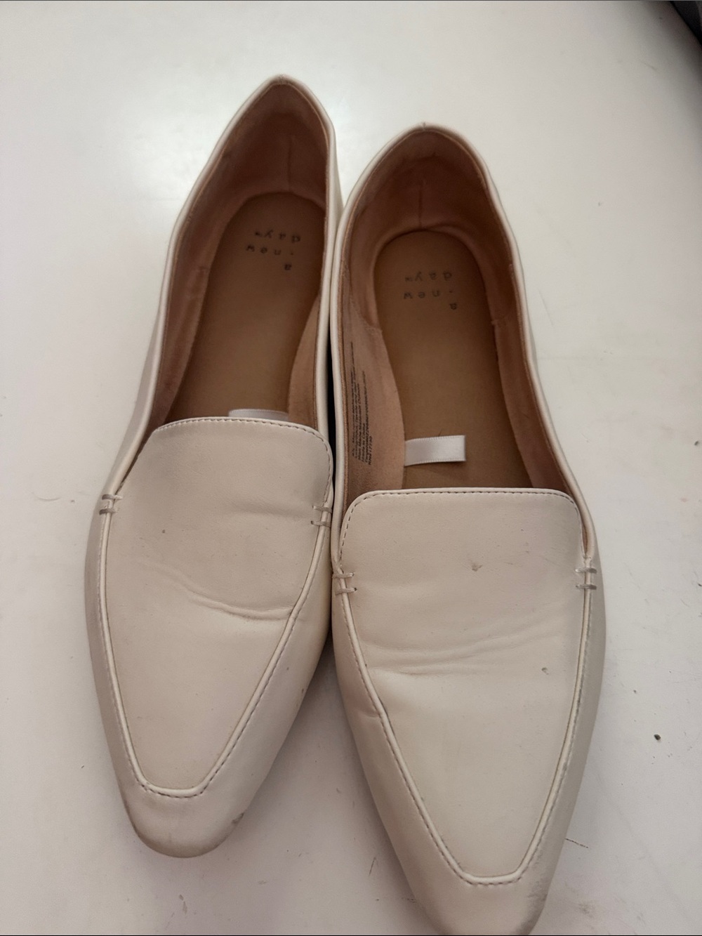a new day Cream Pointed Toe Slip-On Loafers